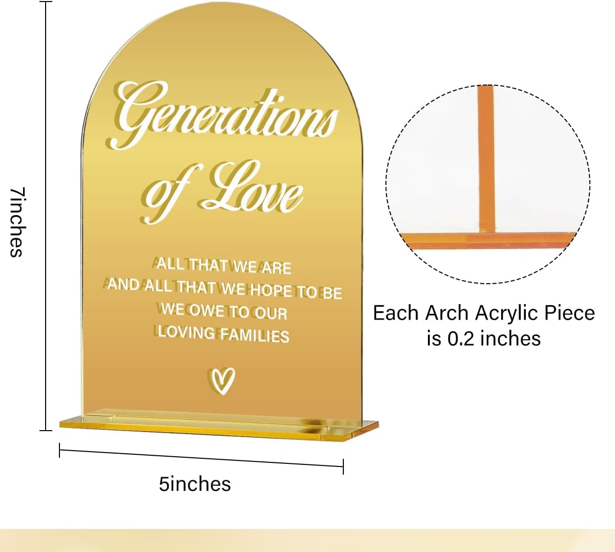 Acrylic Wedding Sign, Bridal Shower Decorations, Generations of Love Sign for Ceremony, Modern Font