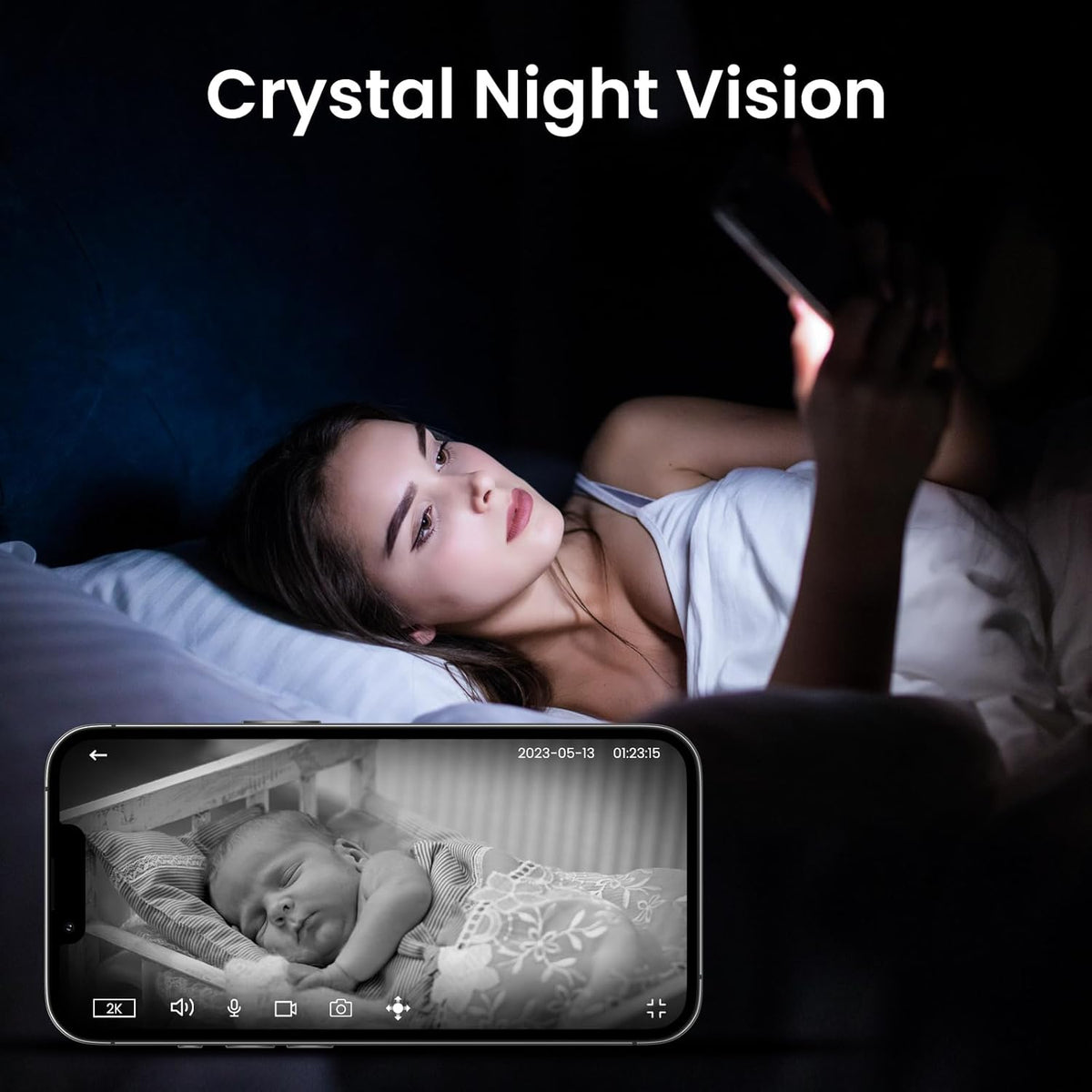 2K Home Security Cameras-2.4Ghz WiFi Indoor Camera with 360° Motion Detection for