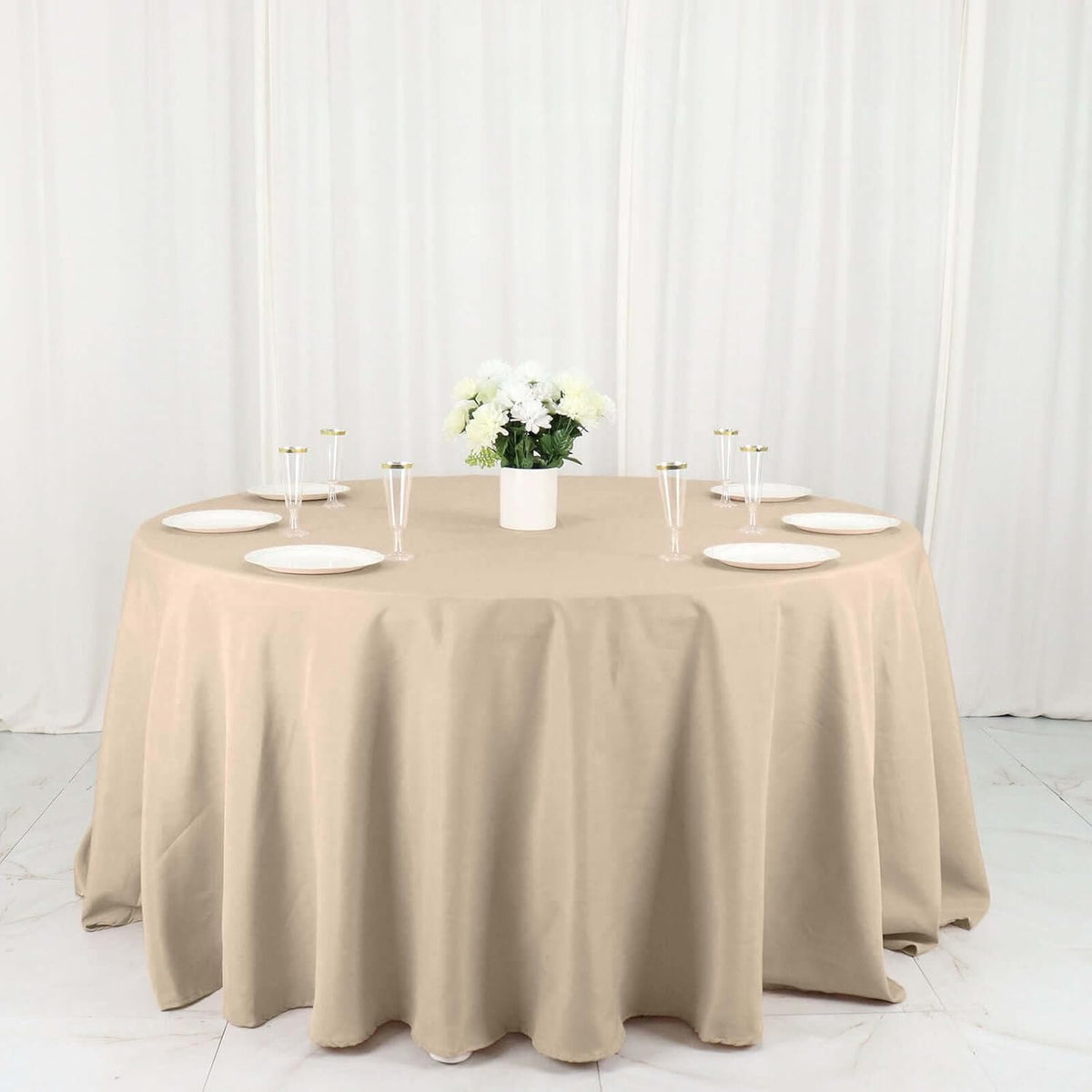 Efavormart Round Tablecloth, 132 Inch Stain & Wrinkle Resistant Washable Table Cloth, Decorative