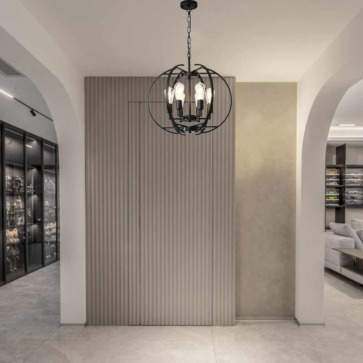 Pendant Lights Globe Black Chandeliers Lighting, Hallway Light Fixtures Ceiling Adjustable Hanging