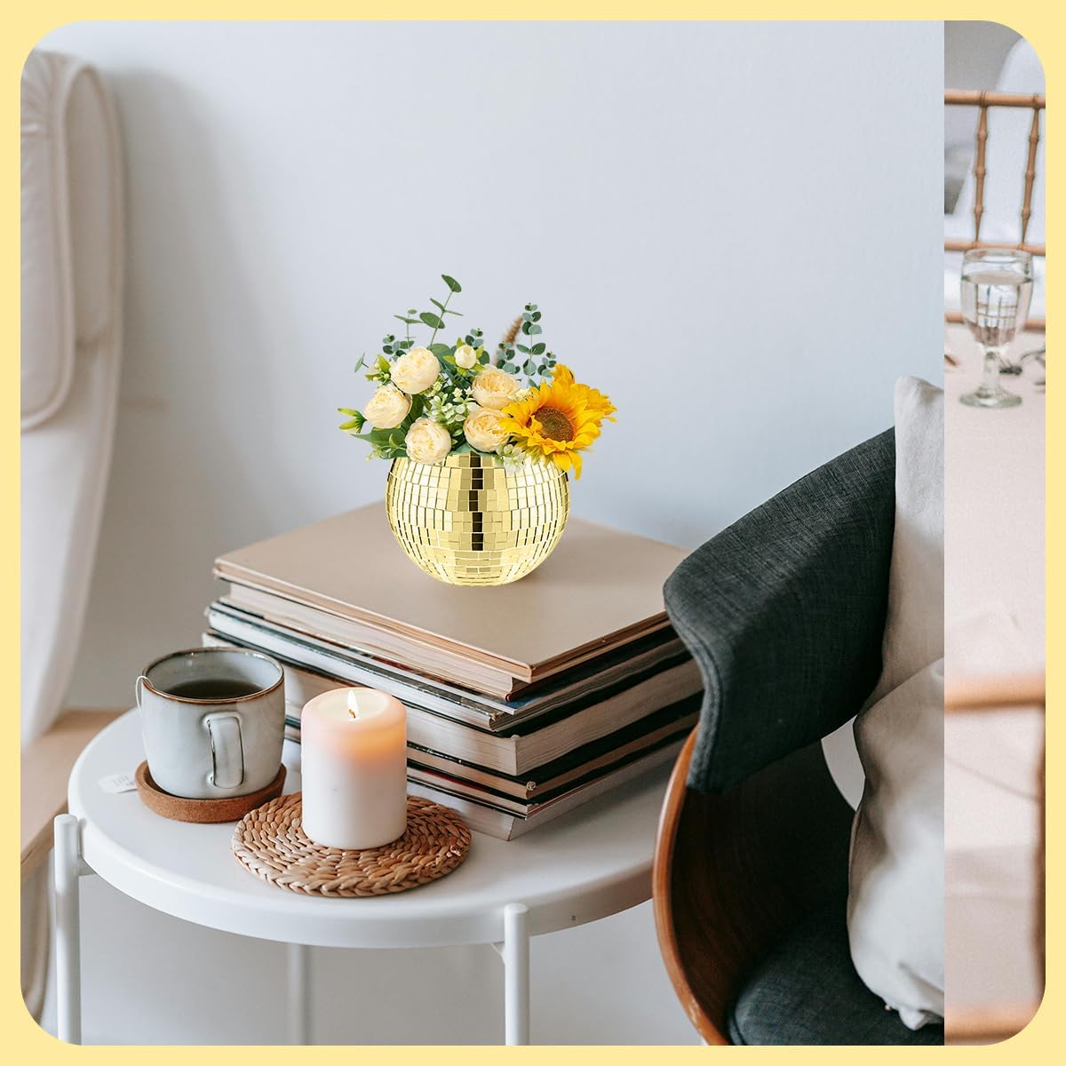 8 PCS Disco Ball Vase,Glass Disco Ball Planter Candle Holder Vase Bulk Mirror Disco Ball Flower