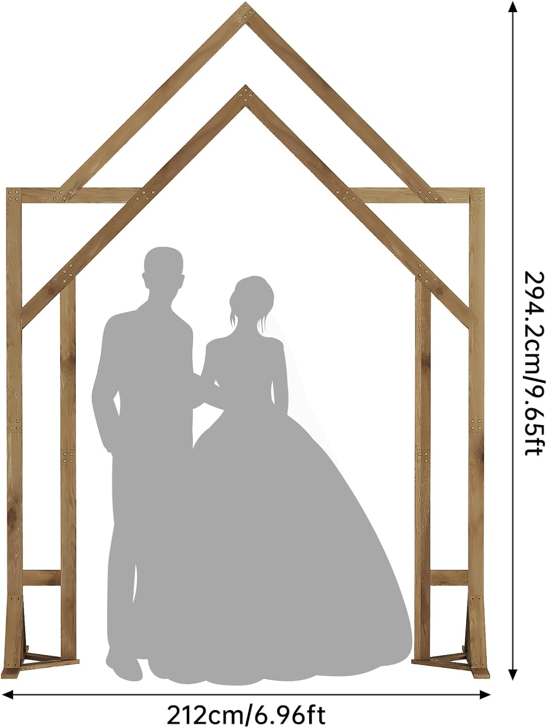 NiHome House-Shaped Solid Wood Wedding & Event Arch Frame, DIY Backdrop for Garden, Church, Party