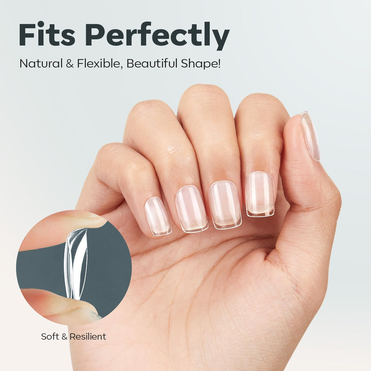 modelones Extra Short Square Nail Tips, Pre-shaped Soft Gel Tips Fake Nails False Acrylic Clear