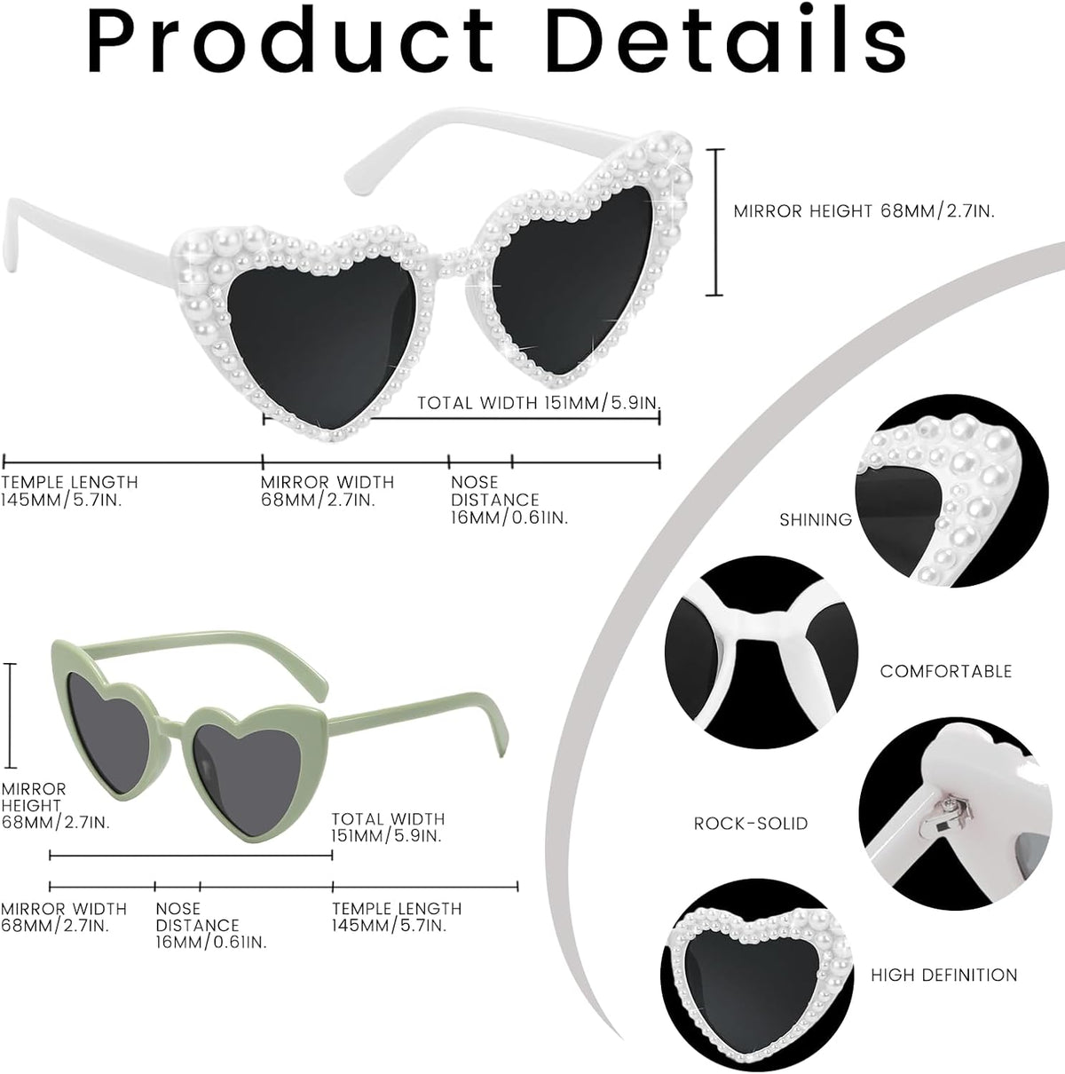 Bachelorette Party Heart Sunglasses 8 Pack Pearl Bride Sunglasses Bridesmaids Sunglasses Party