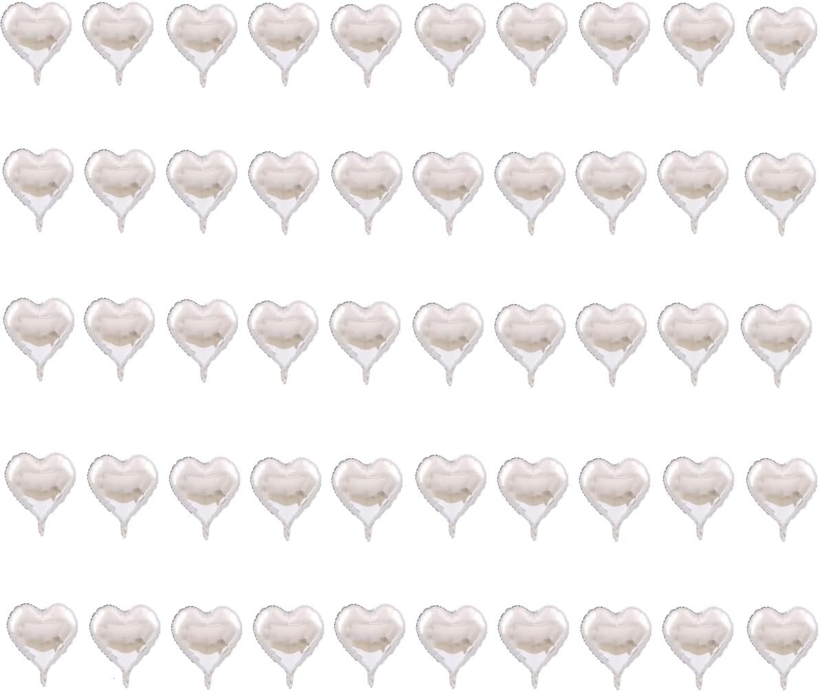 50 Pcs Silver Heart Shaped Balloon Foil Balloon 5 inch Heart Balloon for Valentinge's day Wedding