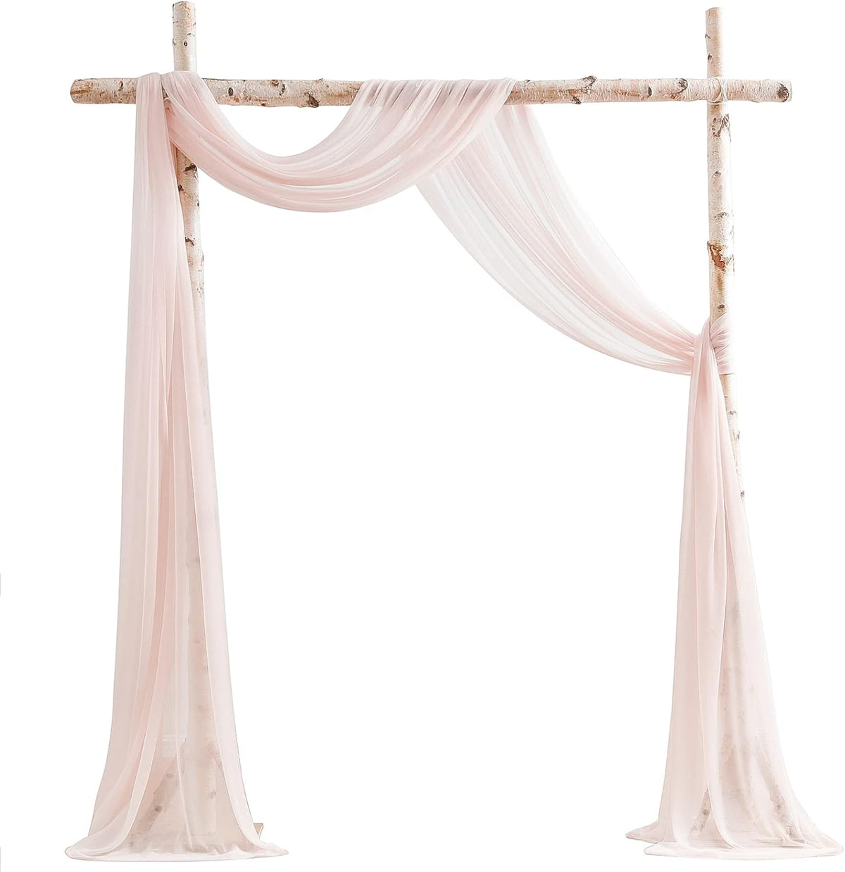 Floroom Wedding Arch Draping Fabric 2 Panels 20Ft Blush Chiffon Fabric Drapes Arbor Drapery Wedding