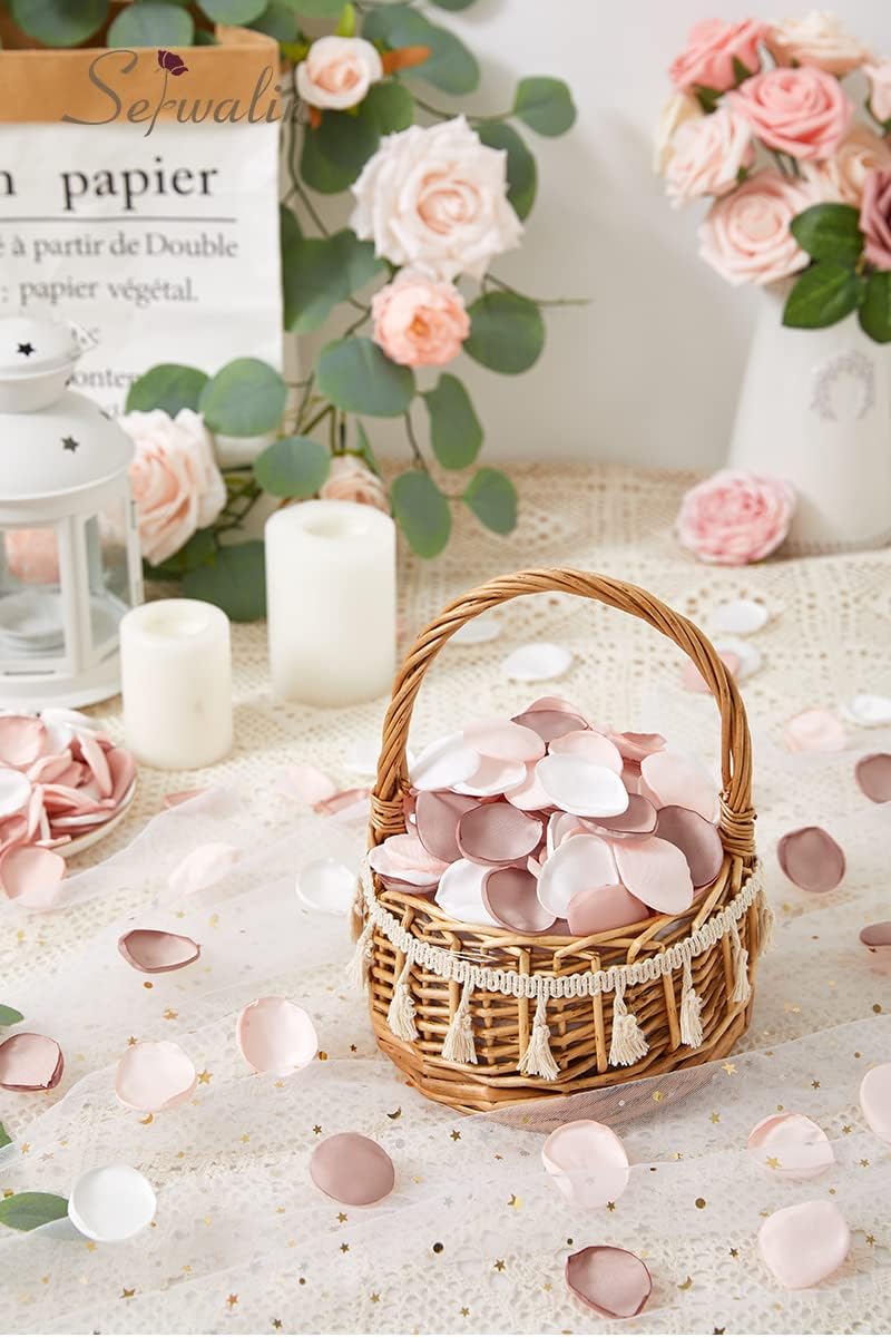 Serwalin 300Pcs Silk Rose Petals Artificial Flower Petals for Weddings Nude Pink Petals for
