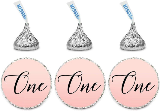 Andaz Press Blush Pink Rose Elegant Party Baby Girl's 1st Birthday Collection, Small Round Circle
