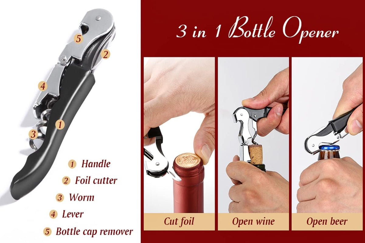 Professional Waiter Corkscrew Wine Openers Set (4 PCS),Upgraded with Heavy Duty Stainless Steel
