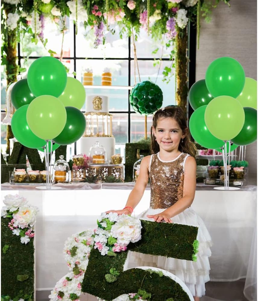 TONIFUL 4 Green Table Centerpiece Balloons Stand Kit with Green Balloons for Forest Wild Theme