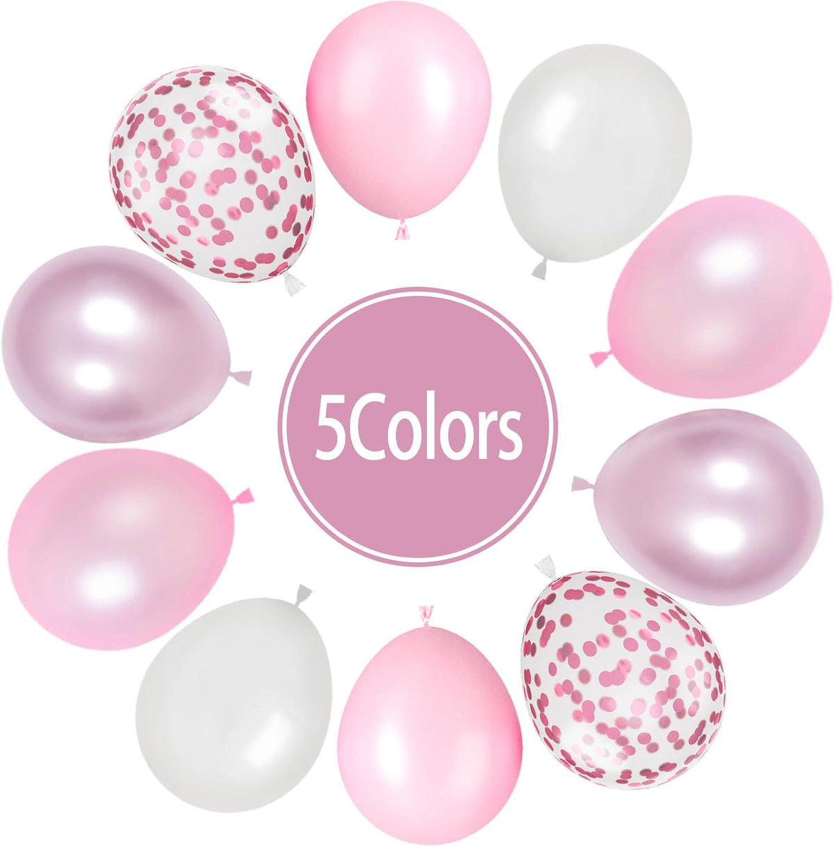 Paready Pink Balloons Set, 60 Pcs 12 Inch Pearl Balloons Metallic Macaron Pink Balloon, Pink