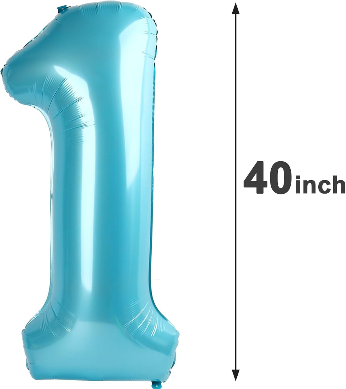 Pearl Blue 1 Number Balloon 40 inch, Number 1 Birthday Balloon for Boy Girl, Pearl Blue Foil One