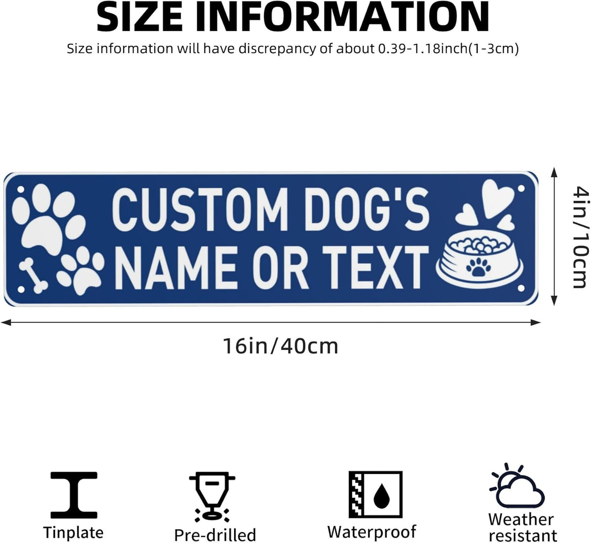 Custom Vintage Metal Sign Personalized Pet's Home Sign with Pet Name Paw Print Text Logo Rust Free