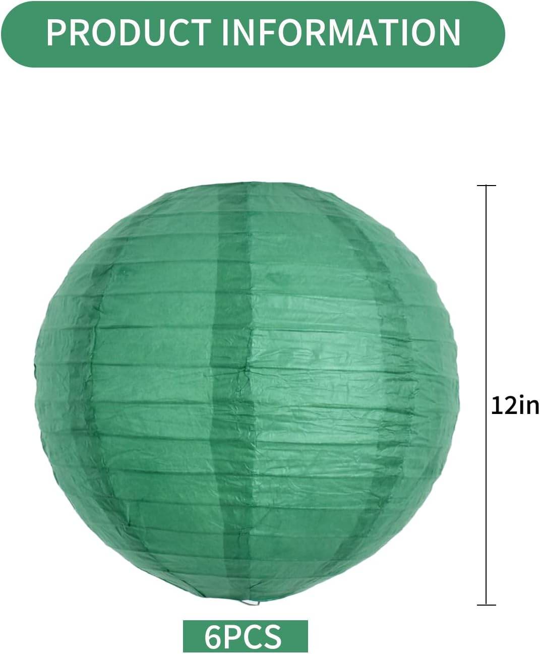 BEISHIDA 12-Inch Green Round Paper Lanterns Hanging Decorative Chinese Paper Lanterns Lamp for