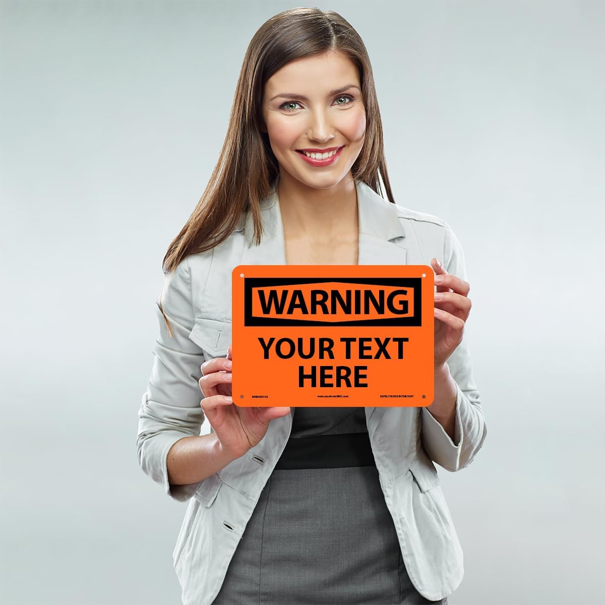 Custom OSHA Style Warning Sign 7" x 10" Aluminum Sign, Customizable "Your Text Here", by