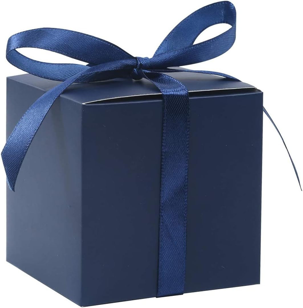 COTOPHER 25pcs Wedding Favor Boxes, Paper Gift Boxes 3x3x3 Inches Small Gift Boxes with Ribbons