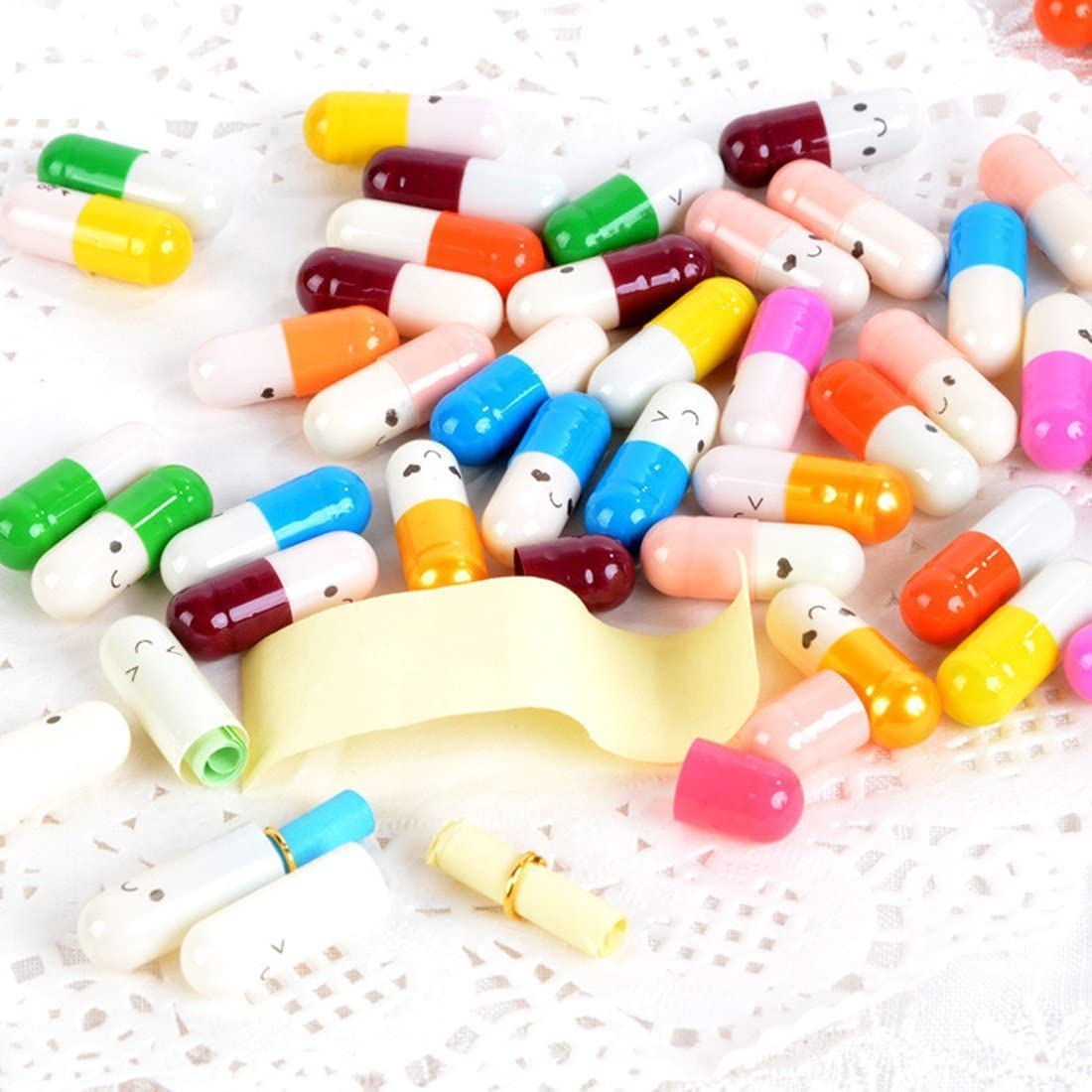 200 Pcs Tiny Love Message Capsule Letter in a Bottle Cute Love Friendship Half Pill in Random Color