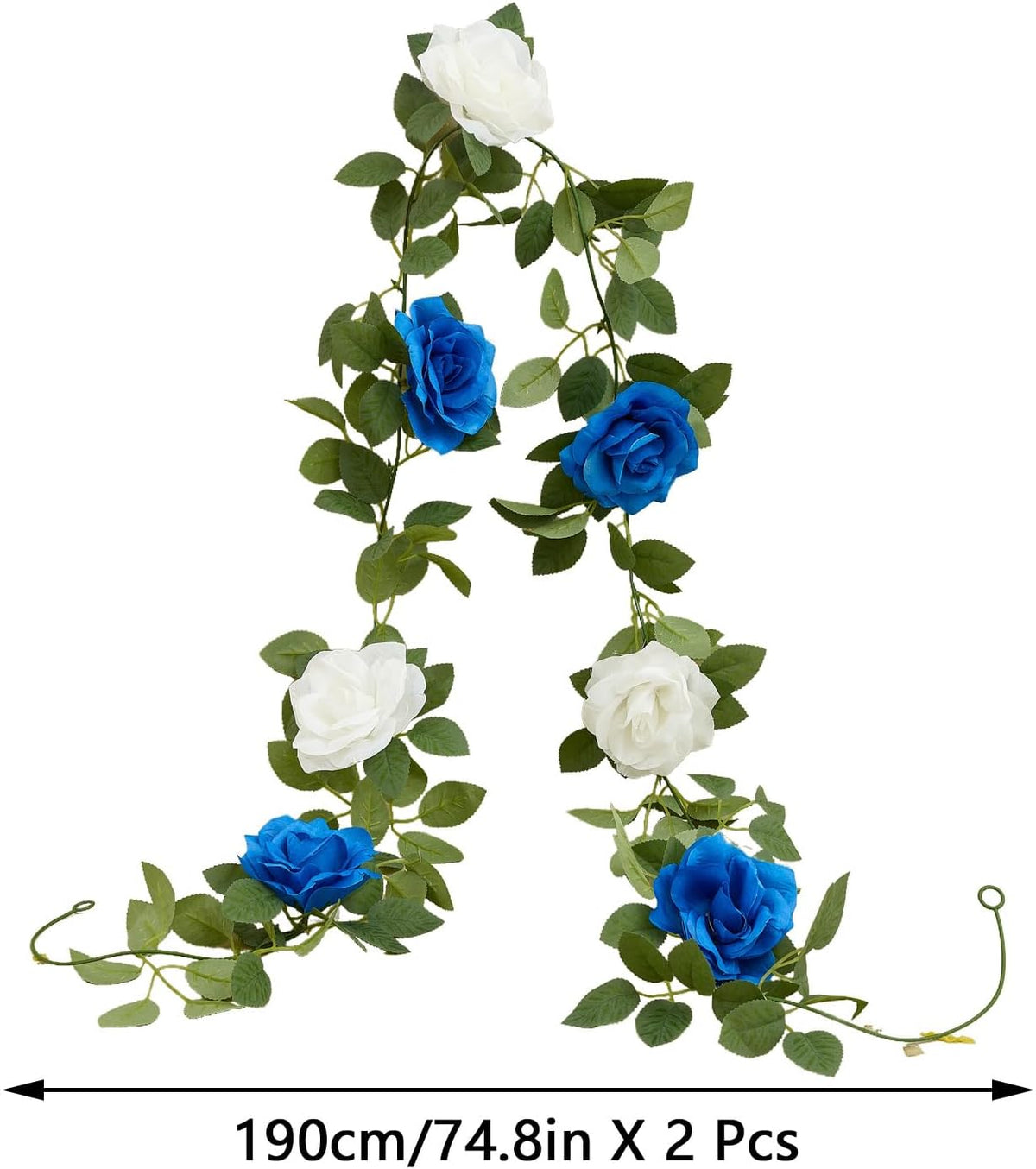 Royal Blue Artificial Rose Garlands Rose Vines Leaves Banners Hanging Floral Garland Fake Rose