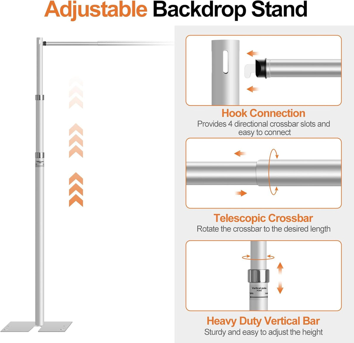 FUDESY Pipe and Drape Backdrop Stand Kit, 8.6x10ft Heavy Duty Backdrop Stand Adjustable Background