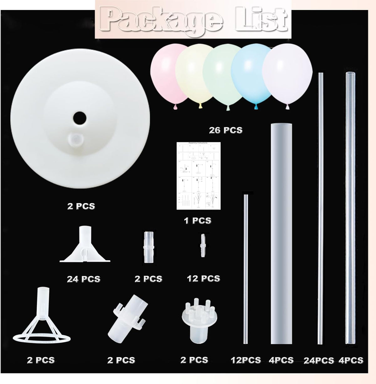 Balloon Column Kit Set of 2 With Balloons Included - Balloon Tower with Stand, Base, and