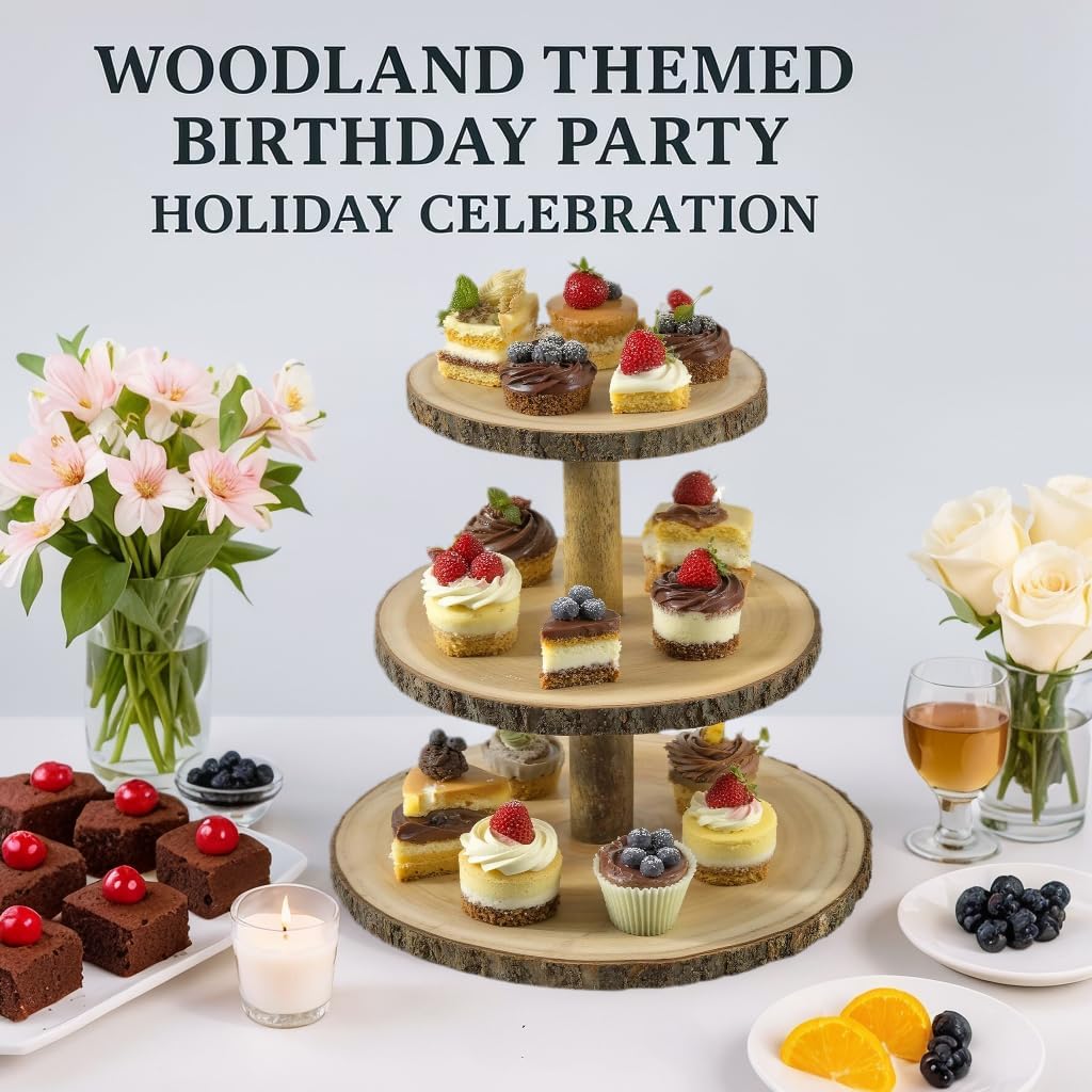 Cupcake Stand Wood Dessert Stands 3 Tier Cupcake Tower Large Cupcake Display Stand Rustic Cupcake