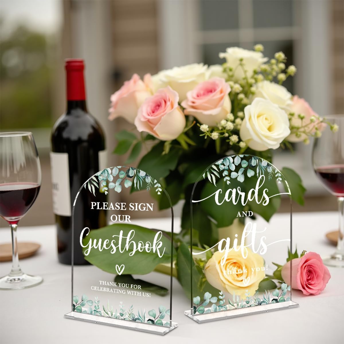 2 Pcs Acrylic Wedding Signs for Reception, Bridal Shower Decorations, Cards and Gifts Signs, Guest