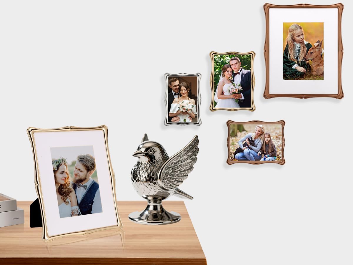 4 x 6'' Premium Alloy Silver Photo Frame - Luxury Display with Real Glass and Velvet Backing,Hi End