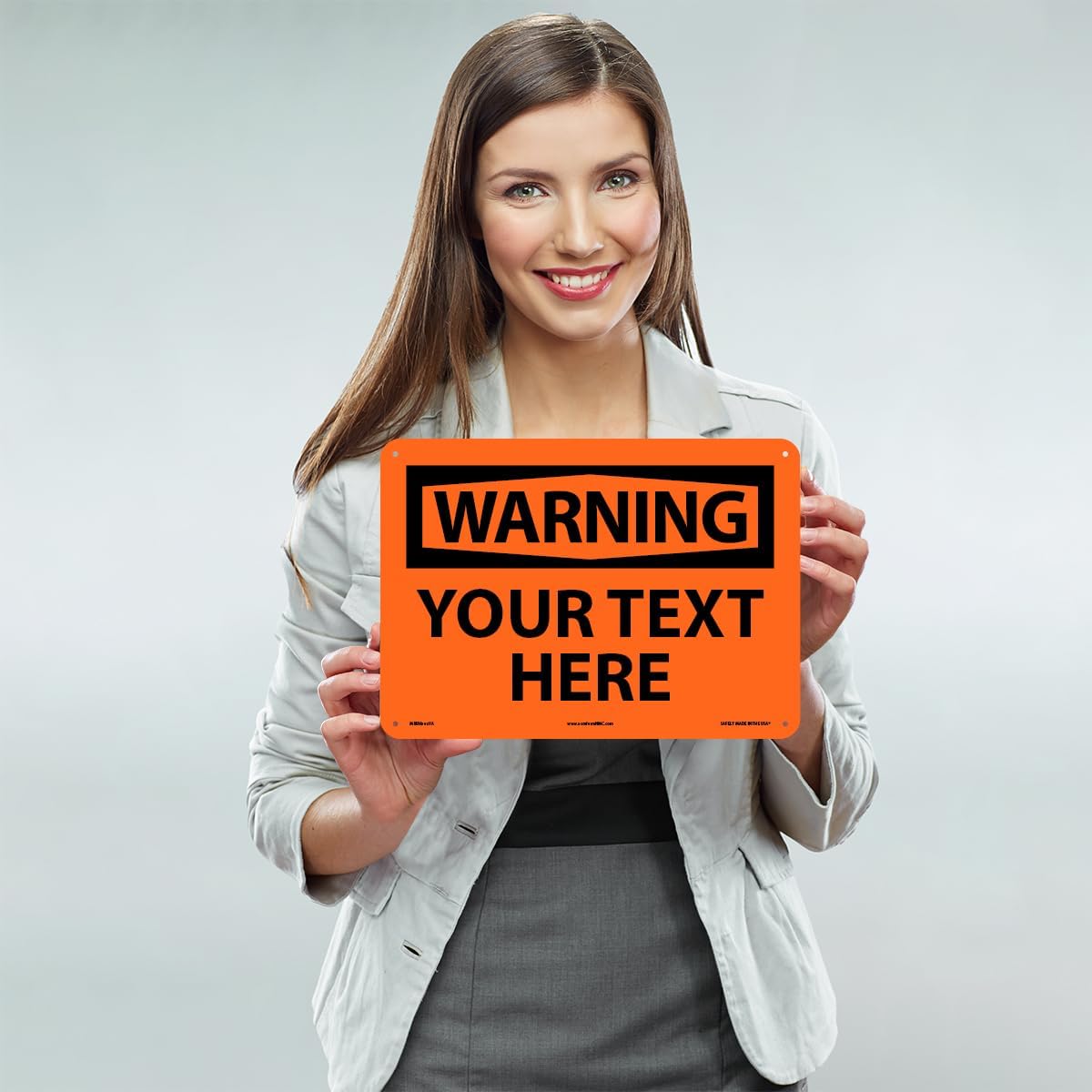 Custom OSHA Style Warning Sign 10" x 14" Aluminum Sign, Customizable "Your Text Here", by
