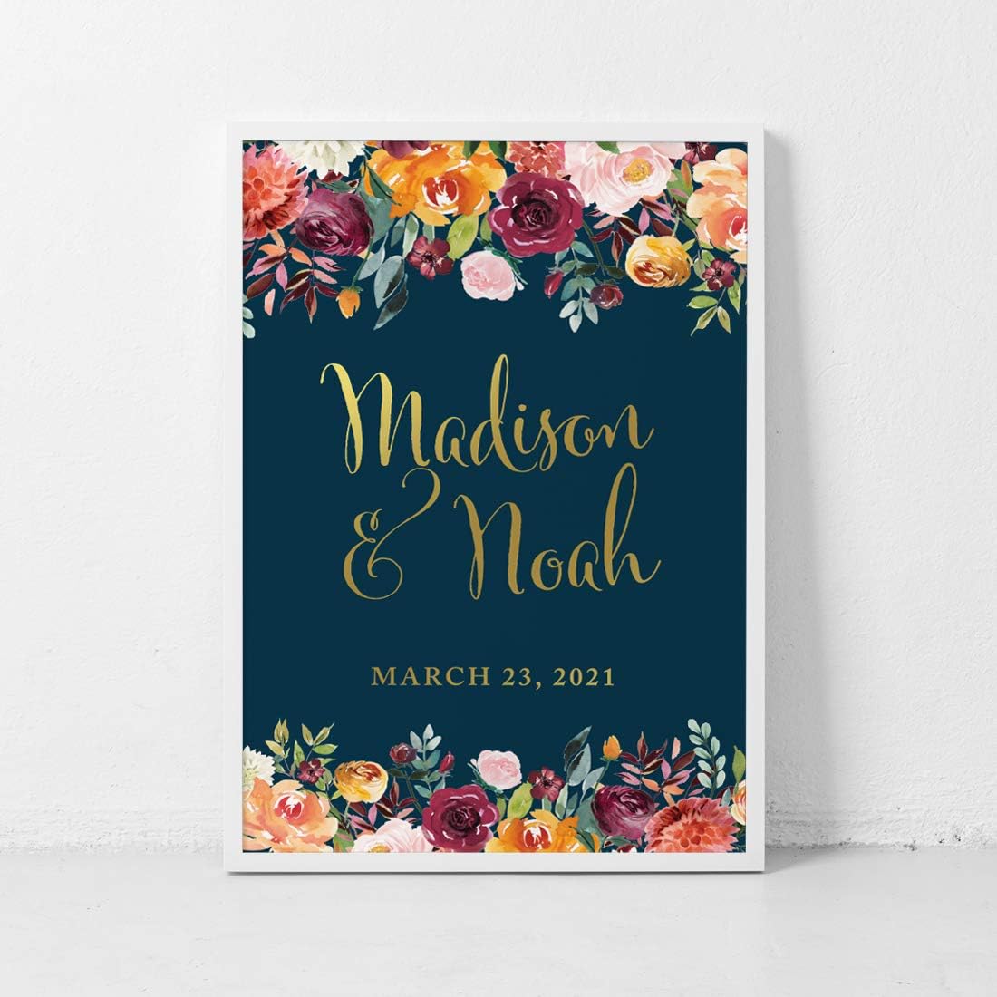 Andaz Press Personalized Extra Large Wedding Easel Board Party Sign, 12x18-inch, Fall Autumn Orange