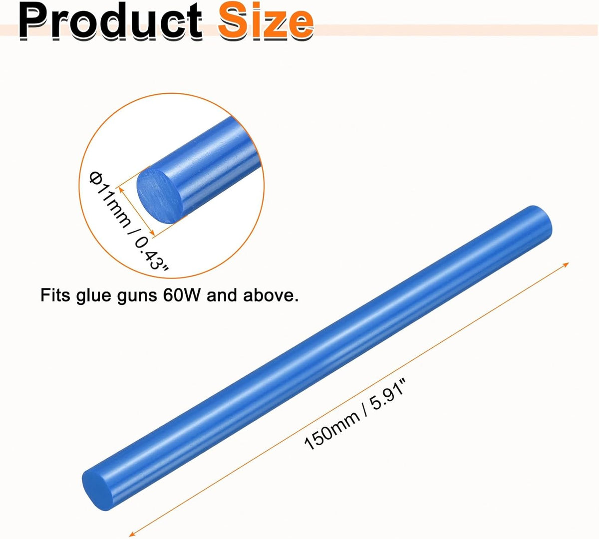 HARFINGTON 10pcs Hot Glue Sticks 0.43" Dia x 5.91" Long EVA Mini Hot Melt Adhesive Glue Stick for
