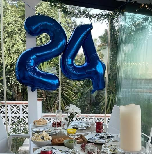 40 Inch Night Blue Large Number 4 Balloons, Giant Foil Number Four 14 24 34 40 44 Balloons, Night