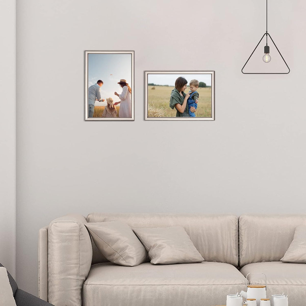 4x6 Picture Frame Champagne Brushed Modern Simple Thin Aluminum Metal Photo Frame with HD Real