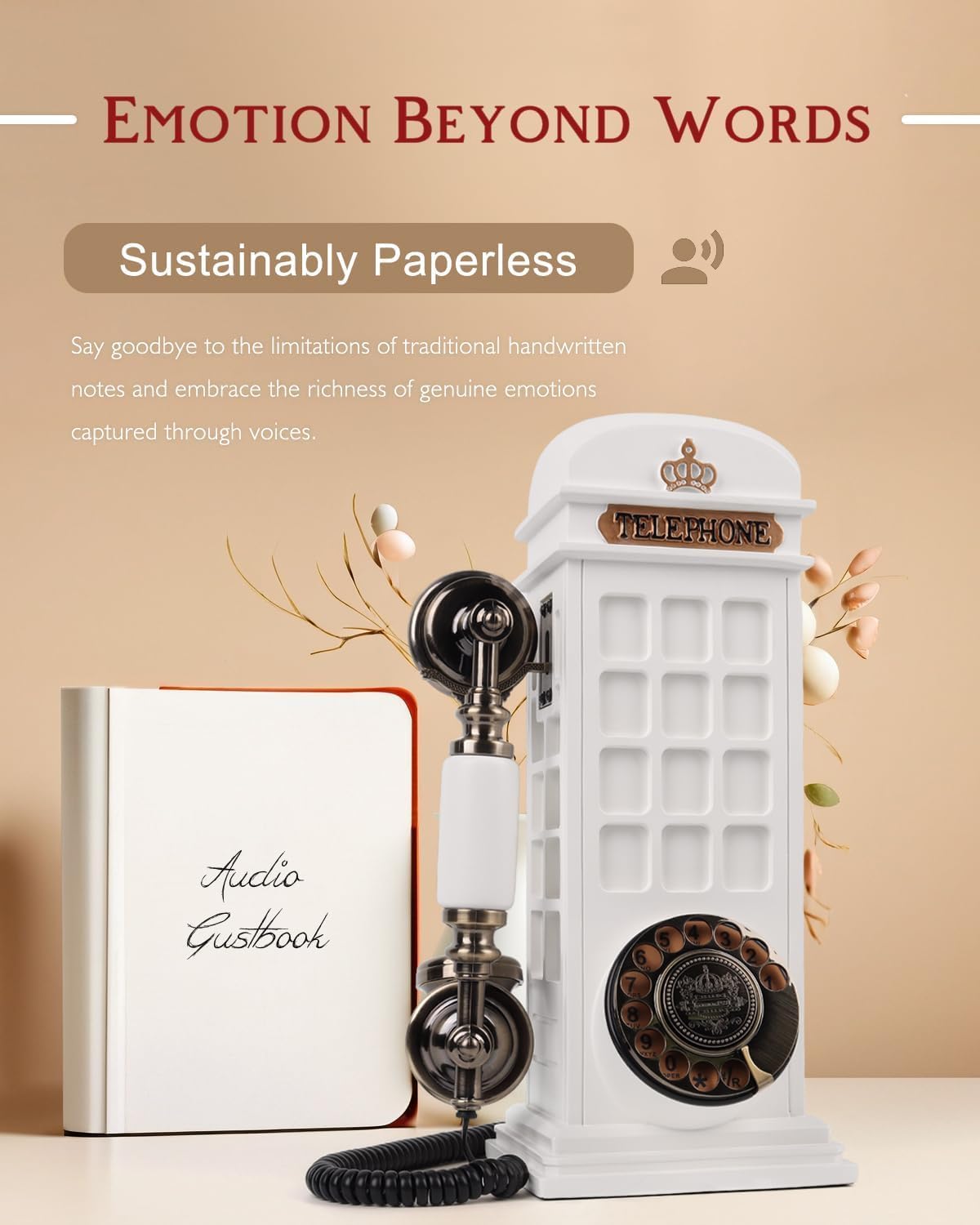 Audio Guest Book Wedding Phone, Record Customized Audio Message Guest Book for Wedding, Party and