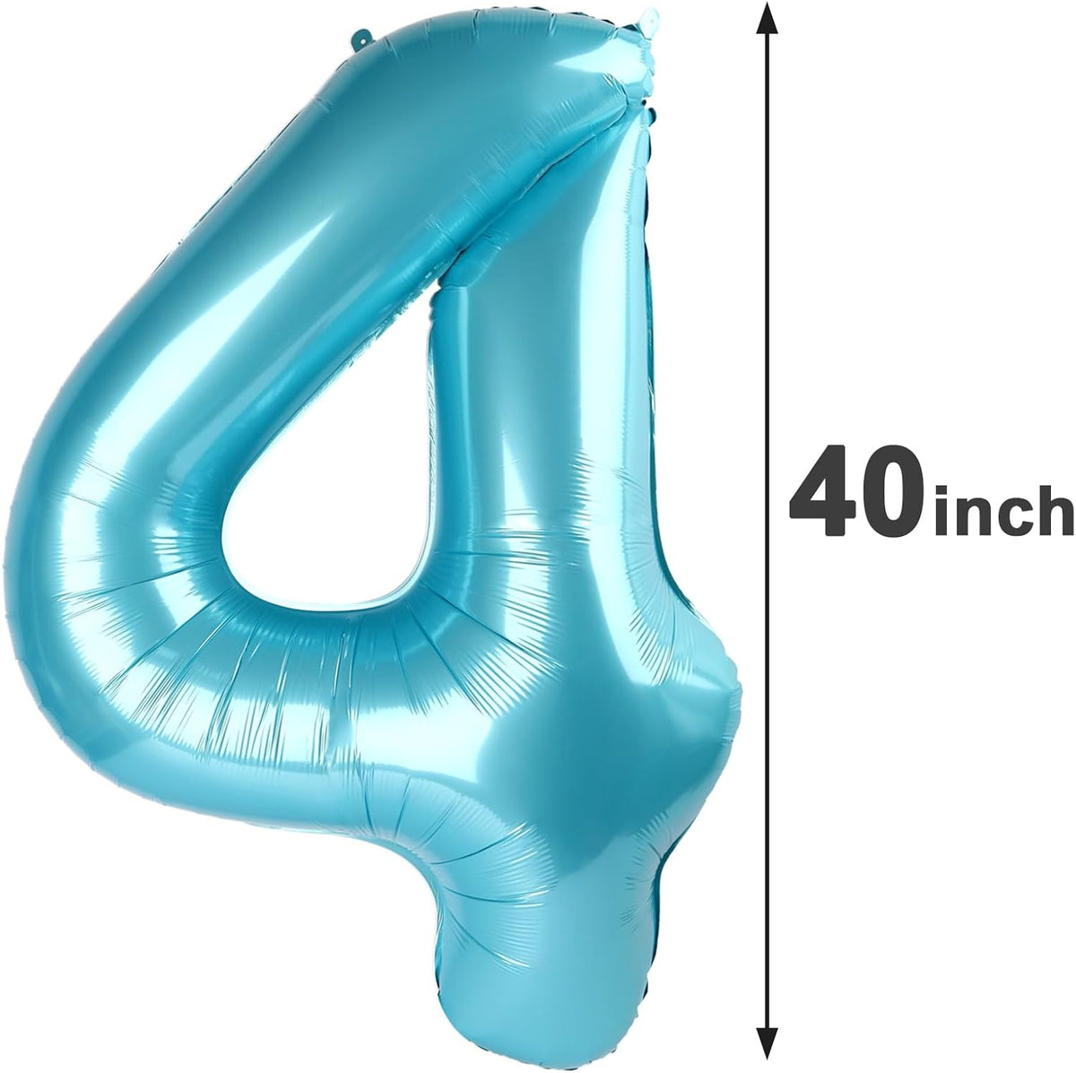 Pearl Blue 4 Number Balloon, 40 Inch Large Number 4 Birthday Balloon, Giant Number Four 14 24 34 40
