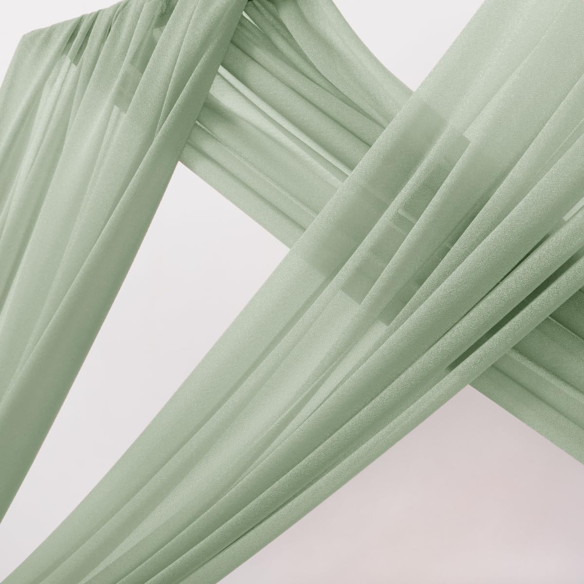 MLMC Sage Green Wedding Arch Draping Fabric 1 Panel 29" x 20 FT Extra Long Gauze Drapes Sheer