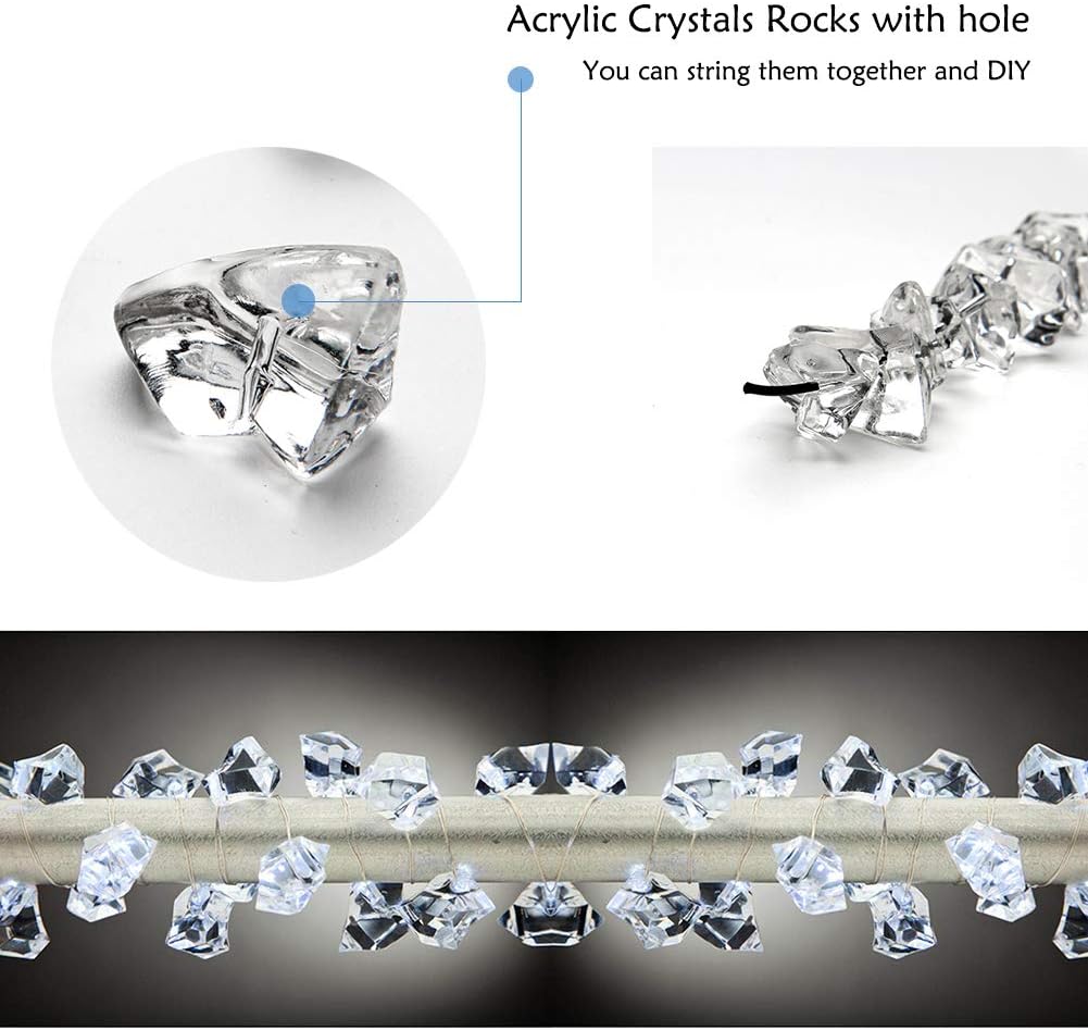 1000Pcs Vase Fillers, Crystal Beads Stones Crafts Small Clear Fake Ice Cubes Acrylic Rock Diamond