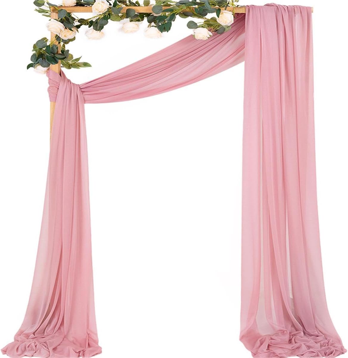MLMC Dusty Rose Wedding Arch Draping Fabric 1 Panel 29" x 20 FT Extra Long Gauze Drapes Sheer