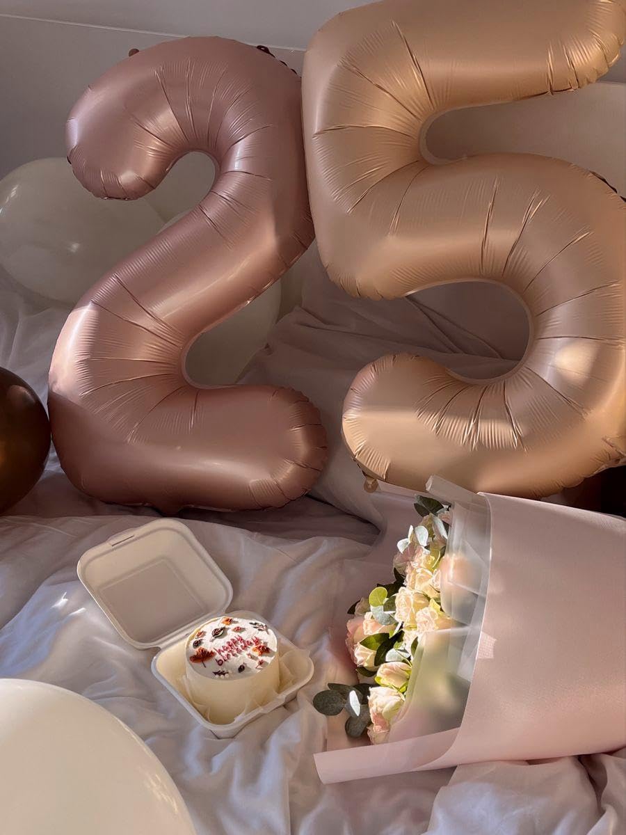 Light Brown Number 7 Birthday Balloon 40 Inch, Digital Balloons for 7 17 27 70 77 Party Celebration