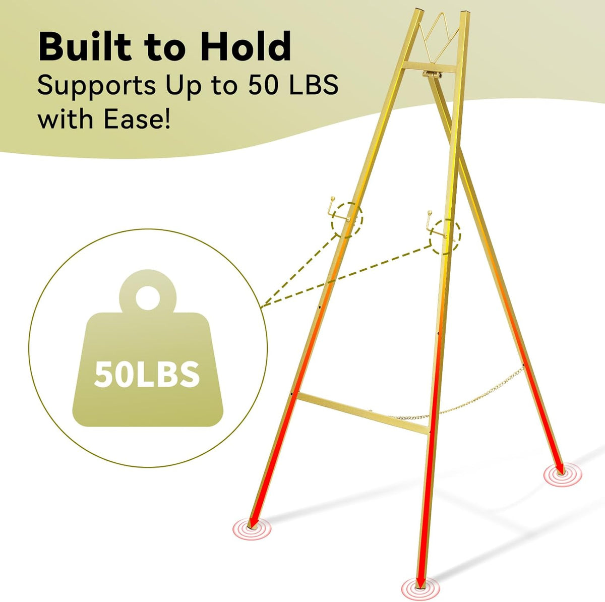GRENTY 2 Pack Gold Easel Stand for Wedding Signs ??No Assembly Needed, Heavy Duty Metal Display