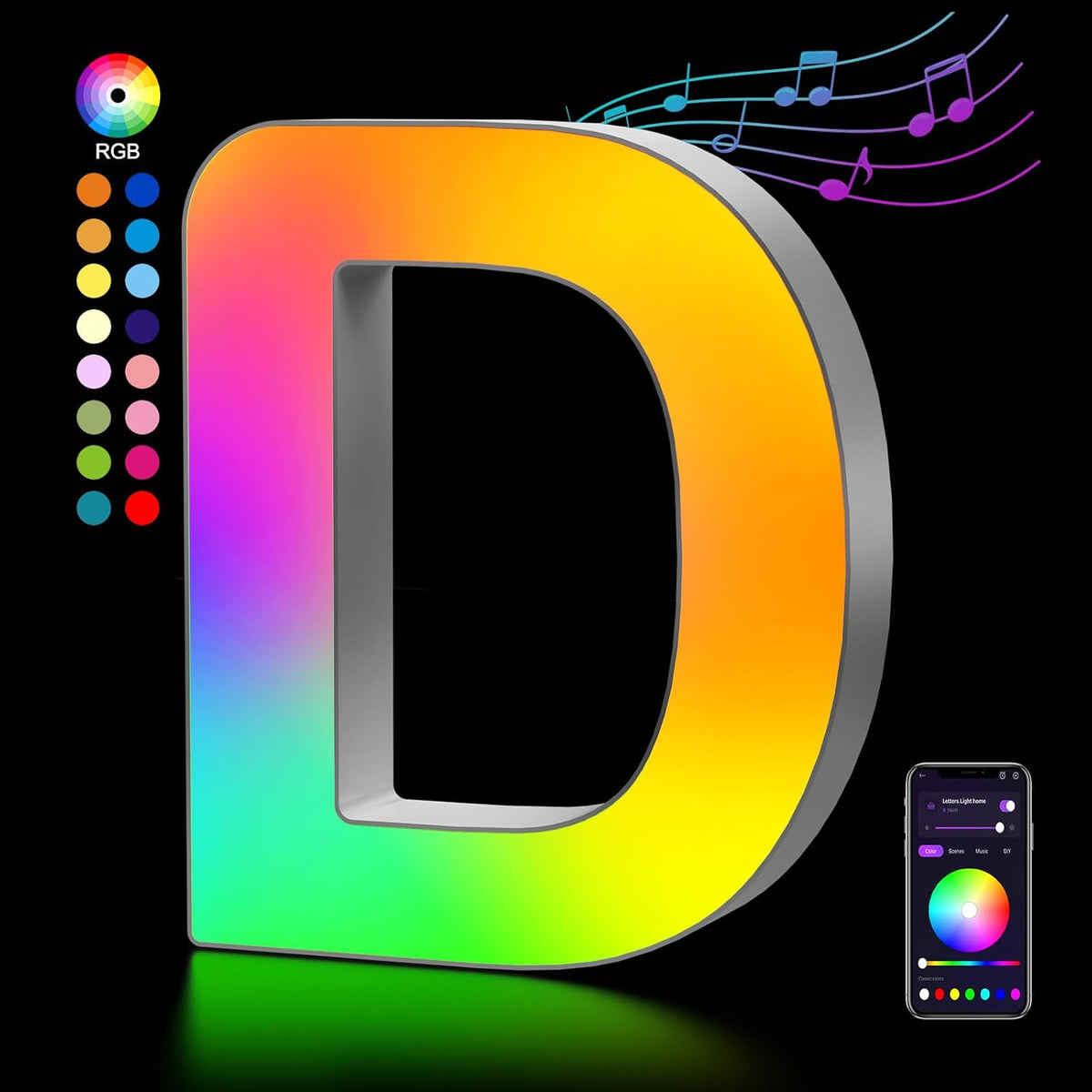 OJQ Light Up Letters LED Letter - Marquee Letters Room Decor Alphabet Letter Music Sync Color