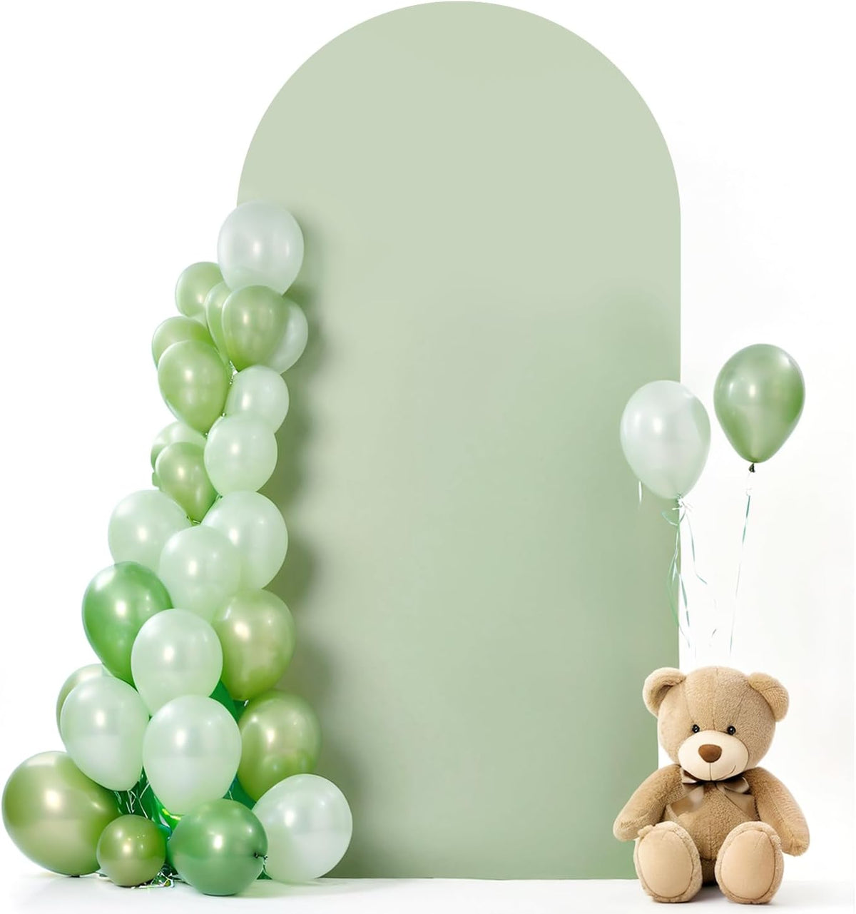 HEMMOTOP Green Arch Cover, 7.2 ft Spandex Wedding Balloon Arch Covers Stretchy Backdrop, Round Top