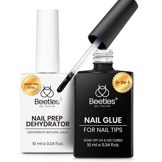 Beetles 9 In 1 Gel Nail Glue Nail Dehydrator Kit for Acrylic Nails Acid Free & Hema-Free