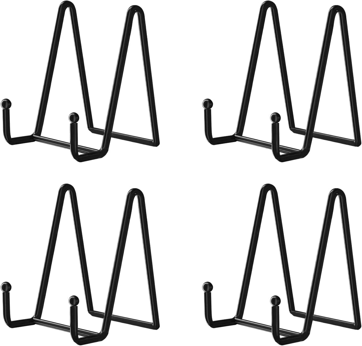Decolore 4 Pack 4.5 Inch Black Display Stands Metal Plate Holder Display Stands for Picture