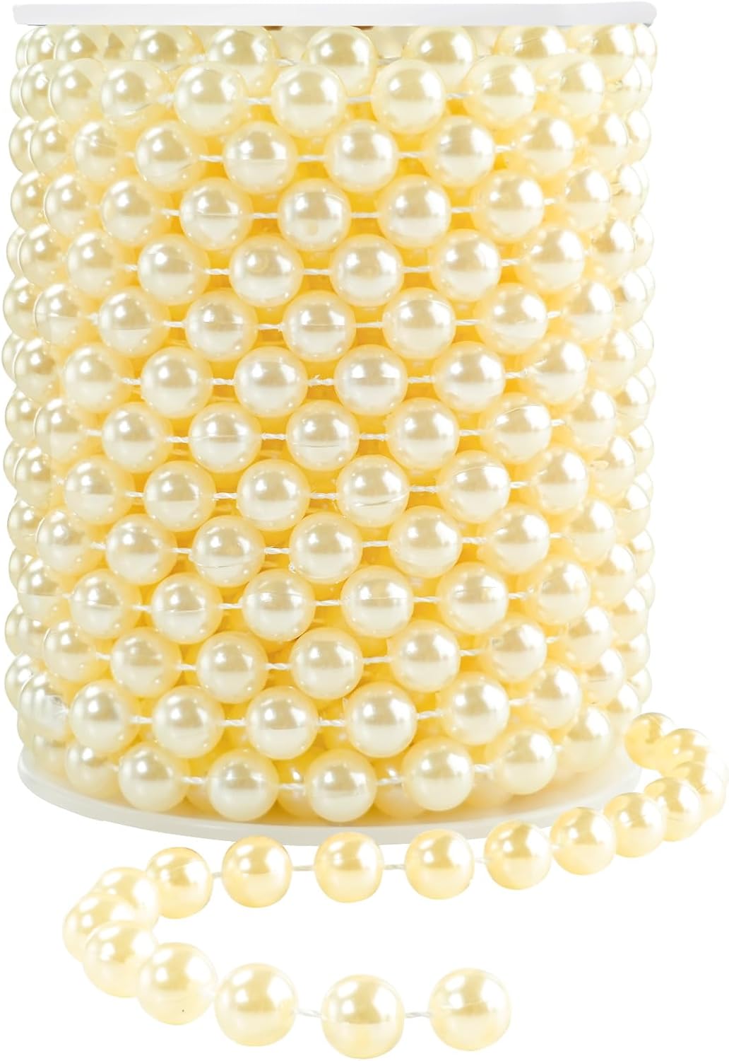 Faux Ivory Pearl Garlands - 10mm Christmas Tree Beads - 11 Yards Strands - Wedding/Christmas