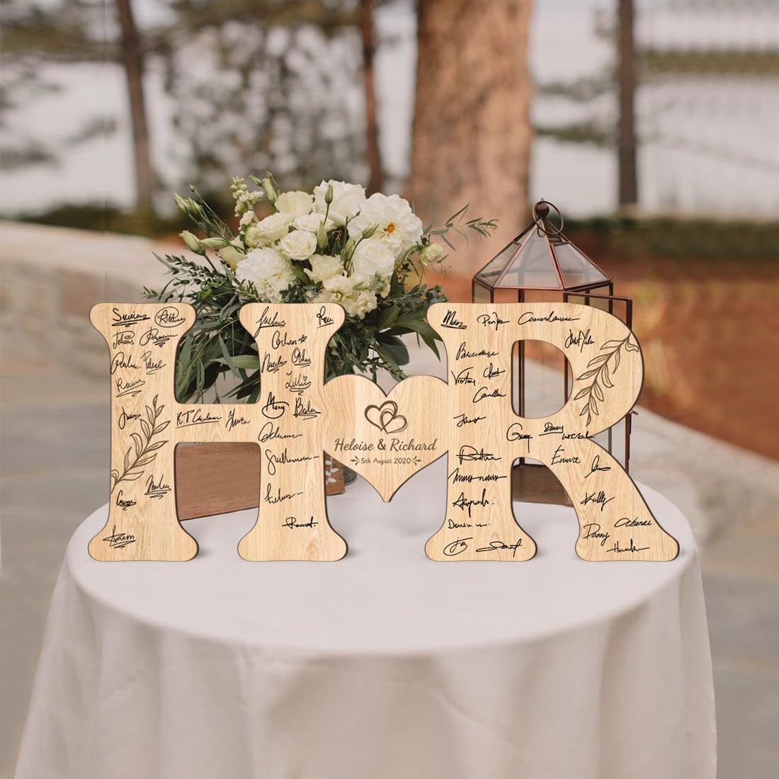 Personalized Wedding Guest Book Sign Custom Letter Name Date Rustic Wedding Guest Book Alternative