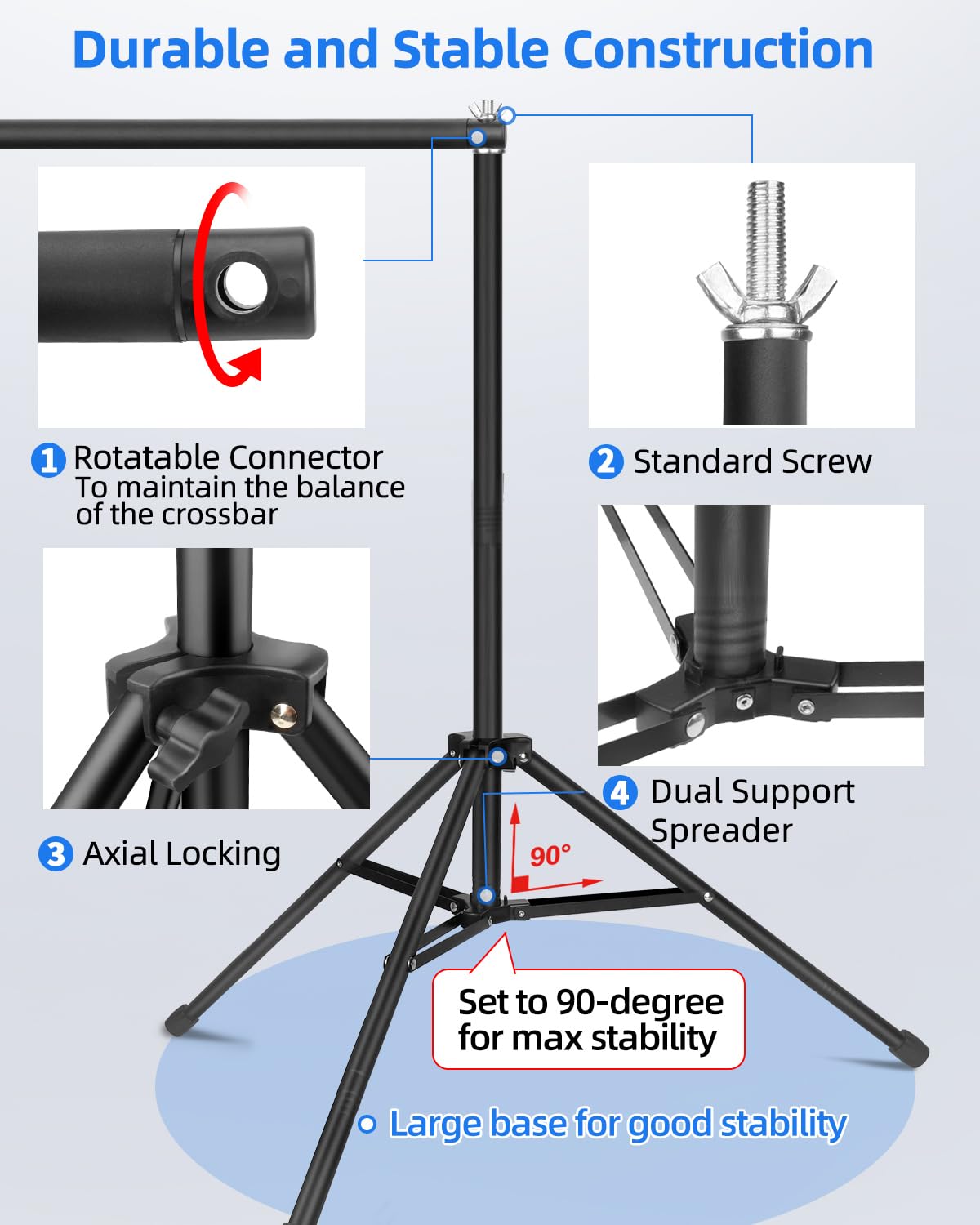 Hemmotop Backdrop Stand 10x8ft, Versatile Sizes Adjustable Banner Holder