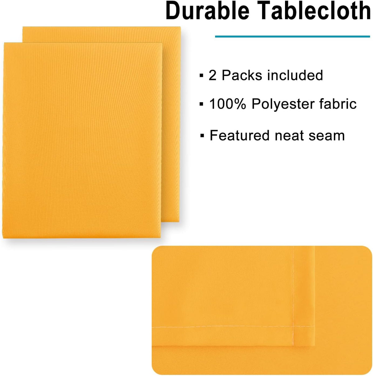 Hiasan 2 Pieces Solid Rectangle Tablecloth - Waterproof and Spillproof Washable Table Cloth for