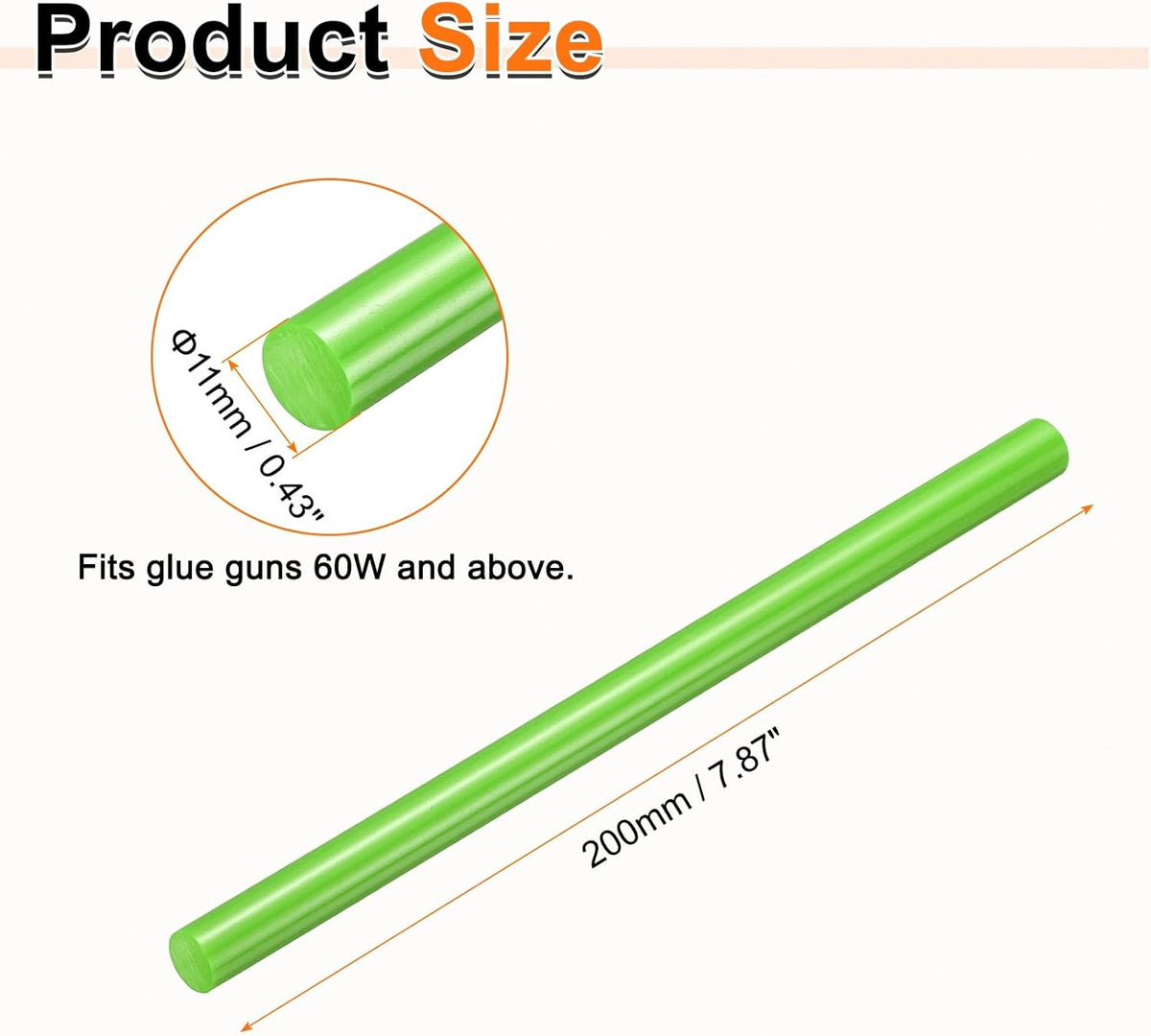 HARFINGTON 10pcs Hot Glue Sticks 0.43" Dia x 7.87" Long EVA Mini Hot Melt Adhesive Glue Stick for