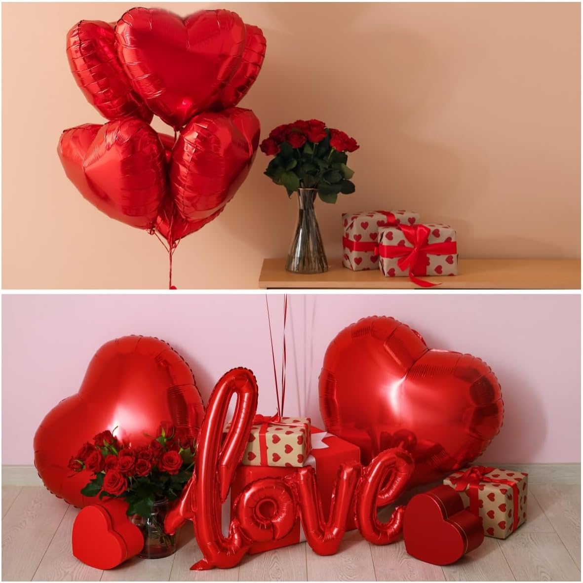 12Pcs Pink Heart Balloons,18 Inch Pink Heart Shape Balloons Love Balloons Valentine Balloons for