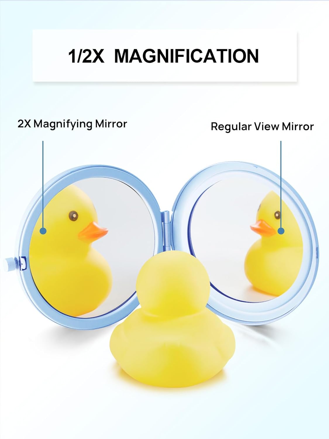 Compact Mirror for Purse, Double-Sided 1X/2X Magnifying Metal Pocket Makeup Mirrors(Round, Light
